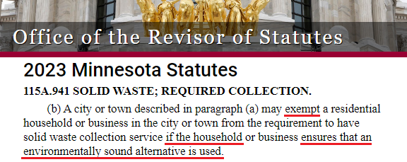 Screenshot of Minnesota Statute 115A.941(b)